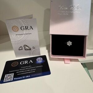 Moissanite solitaire Silver Ring size 6 2CT